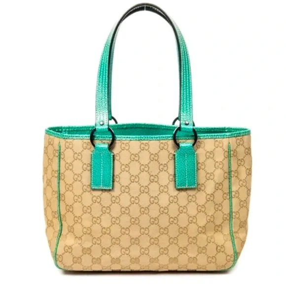 Gucci GG Teal Canvas Tote - Picture 1 of 15